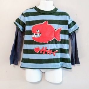 Mini Boden 3-4y Fishy Fish Bone Appliqué Tee